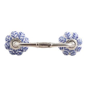 Handmade Bulk Decorative Blue Ceramic Bridge Door Handles Home Decor Cabinet Pulls For Kitchen 4 Inches New Design BH-104