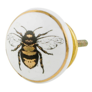 Bulk Ceramic Kids Knobs White Gold Black Shabby Chic Pulls Bumble Bee Door Drawer Wardrobe Pull 3.81 cm KID-169