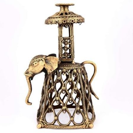 Traditional Handmade Indian Brass Dhokra Elephant Stand Sculptures Figurine Statue Home Decor Gift Items SBG-471/21711