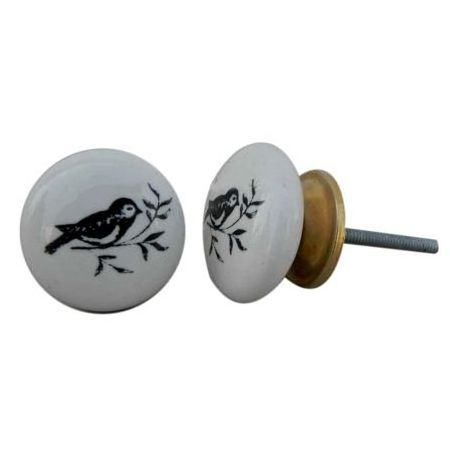 Wholesale Ceramic Farmhouse Knobs Black Kitchen Cabinet Pulls Bird Fauna Cute Drawer Dresser Vintage 3.81 cm CFKP-2