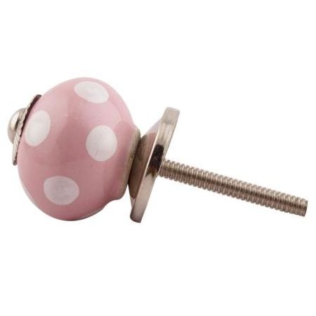 Bulk High Quality Pink Drawer Knobs Ceramic Dresser Cabinet Pulls Polka Dot Kitchen Cupboard Door Handles DCK-146