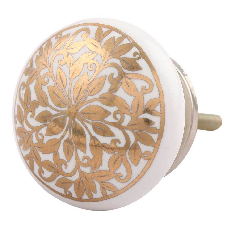 Handmade Premium Golden Ceramic Flower Drawer Knobs Dresser Cabinet Pulls Kitchen Cupboard Door Handles Wholesale 3.81cm CK-1417