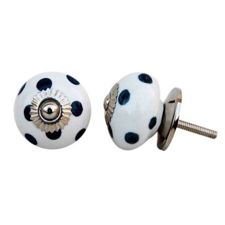 Wholesale Ceramic Cupboard Door Knobs White Cabinet Pulls Polka Dot Dresser Handles and Knobs DCK-37