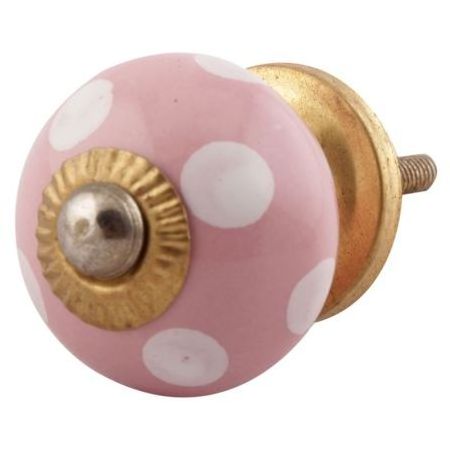 Bulk High Quality Pink Drawer Knobs Ceramic Dresser Cabinet Pulls Polka Dot Kitchen Cupboard Door Handles DCK-146