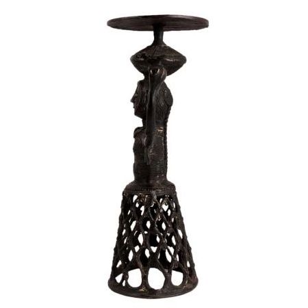 Wholesale Handmade Luxury Home Decoration Tribal Brass Woman Candle Holder In Net Design for Home Decor Diwali Christmas SND-419