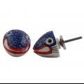 Handmade Blue and Red Drawer Knobs Ceramic Fish Nursery Cupboard Knobs in Bulk Animal Fauna Shape Knob in Cheap Price