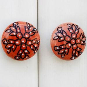 Bulk Ceramic Cupboard Knobs Peach Drawer Pulls Flower Unique Farmhouse Cabinet 3.81 cm CK-1130 New Design