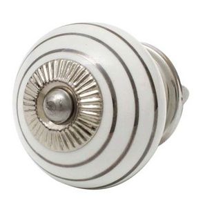 Handmade Decorative Ceramic Drawer knobs Silver Furniture Cabinet Pulls Stripe Kitchen Cupboard Door Handles Wholesale LCK-80