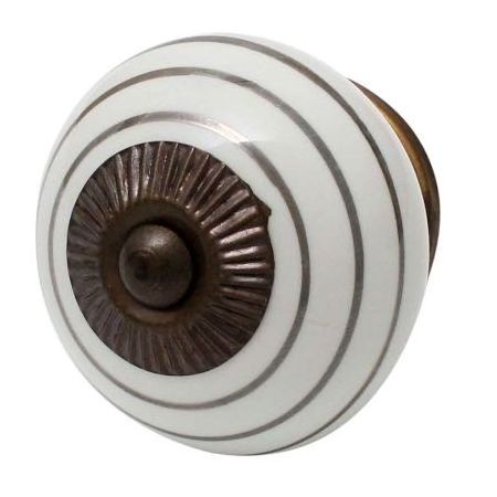 Handmade Decorative Ceramic Drawer knobs Silver Furniture Cabinet Pulls Stripe Kitchen Cupboard Door Handles Wholesale LCK-80