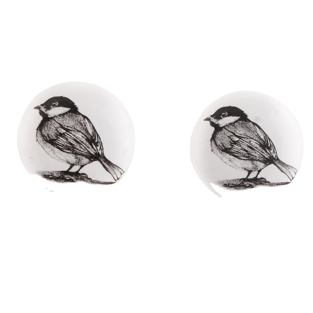 Lot Ceramic Kids Room Unique Knobs Black Dresser Drawer Pulls Sparrow Bird Flat Cupboard Knob Mid Century Modern 3.81 cm KID-74