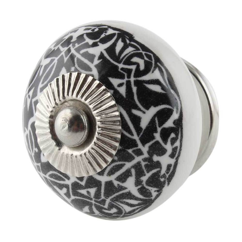 Bulk Ceramic Kitchen Cabinet Knobs Black White Cupboard Wardrobe Pulls Floral  Round Furniture Knobs and HandlesCK-1673