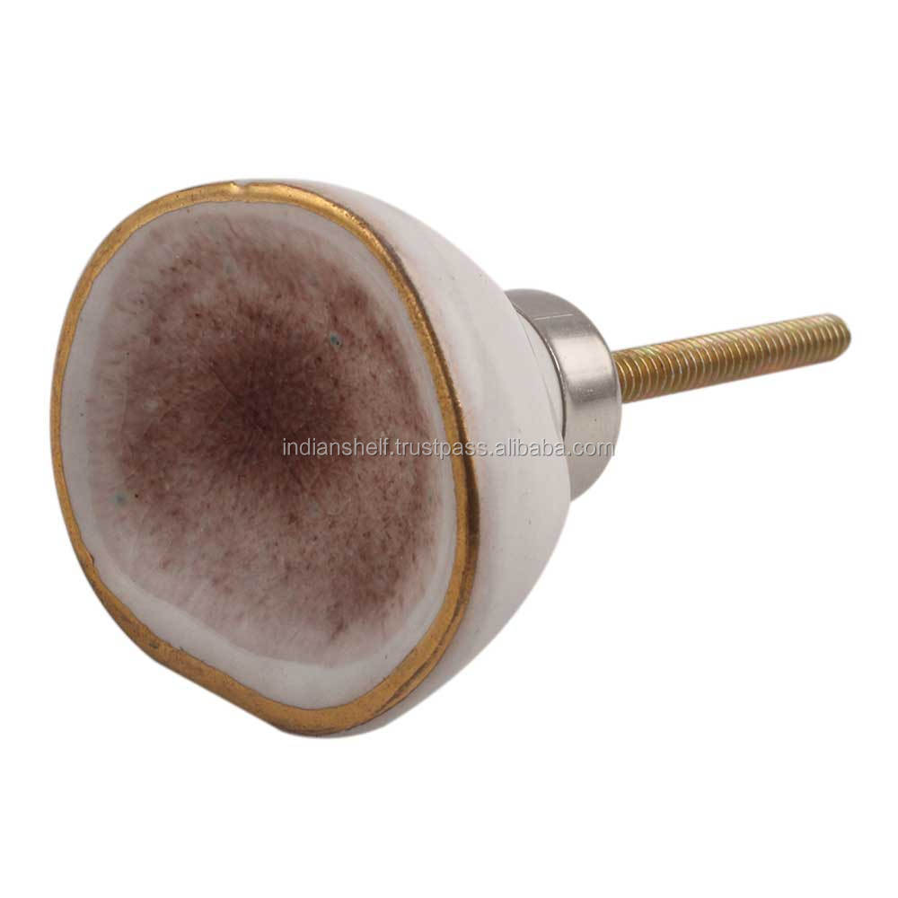 Wholesale Ceramic Modern Knobs Brown Shabby Chic Pulls Solid Dresser Girls Room Cabinet Drawer Hardware SCFK-79