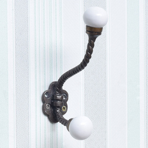 Handmade Wholesale High Quality White Solid Ceramic Iron Coat Hooks Heavy Duty Wall Mounted Wall Hooks WWH-725