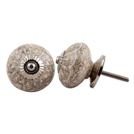 Ceramic Single Hole Knobs Cream Wardrobe Pulls Wheel Crackle Kitchen Cabinet Door Handles Mid Century Drawer 3.81 cm CRACK-157