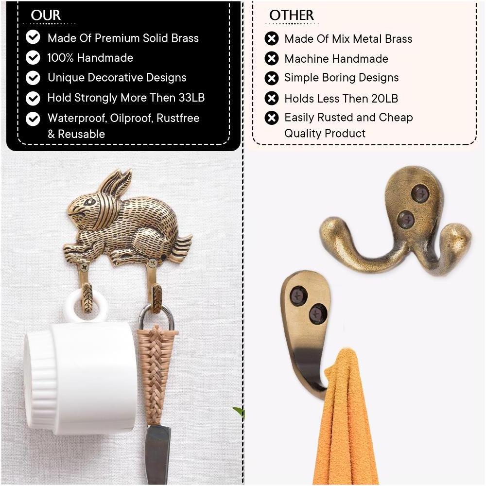 Wholesale High Quality Brass Kids Wall Hook Golden Coat Hook Rabbit Heavy Duty Wall Hooks and Hanger BTH-299