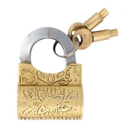 High Quality Handmade Brass Floral Design Handcuff Lock With 2 Key Main Door Cabinet Door Modern Security Lock LC-57 Wholesale