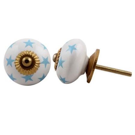 New Latest White Drawer Knobs Ceramic Dresser Cabinet Pulls Turquoise Star Kitchen Cupboard Door Handles Wholesale