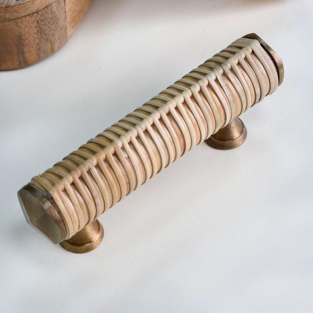 Wholesale Natural Rattan Cabinet Handles Wooden Drawer Pulls Hardware for Kitchen Door 6.00 INCH WRH-36