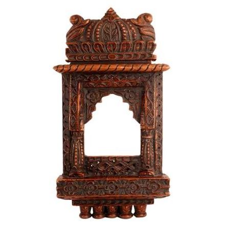 Decorative Handmade Indian Brown Wooden Rajasthan Special Jharokha Figurine Statue Home Decor Gift Items SNS-1253