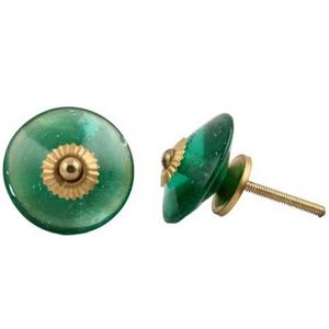 Wholesale Green Glass Wheel Drawer Knobs Dresser Cabinet Pulls Kitchen Cupboard Door Handles 4.82 cm GWK-19