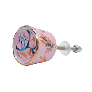 Wholesale Ceramic Pink Cabinet Knobs Floral Drawer Pulls Octagon Knobs for Furniture Hardware Accessories  CK-1698