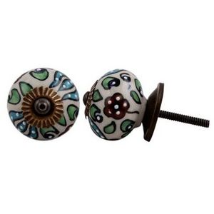 Wholesale Ceramic Vintage Cupboard Knobs Multicolor Kids Room Pulls Floral Dresser Drawers Wardrobe 3.81 cm Ck-609