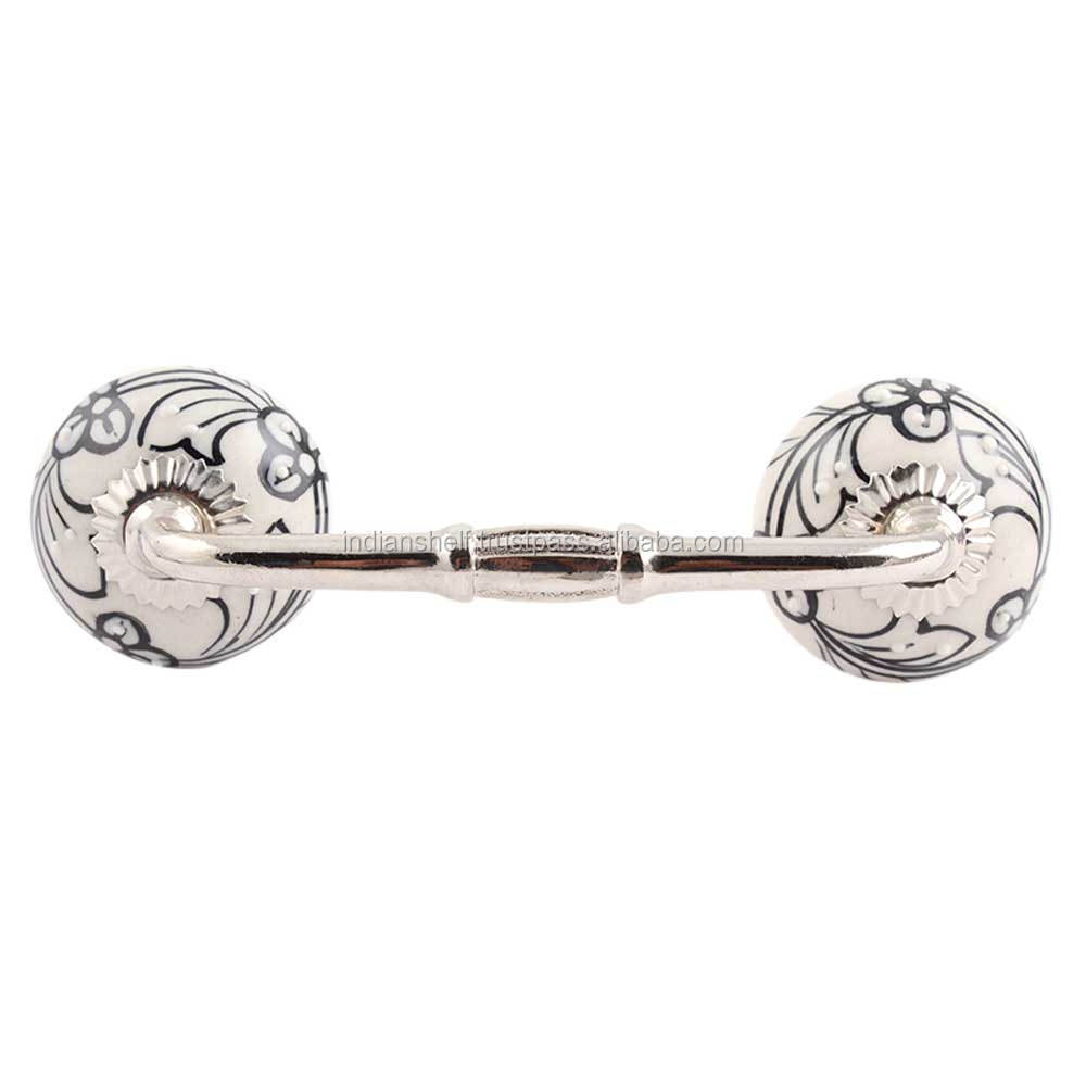 Handmade Bulk Decorative White Ceramic Bridge Door Handles Home Decor Cabinet Pulls For Kitchen 4 Inches New Design BH-44