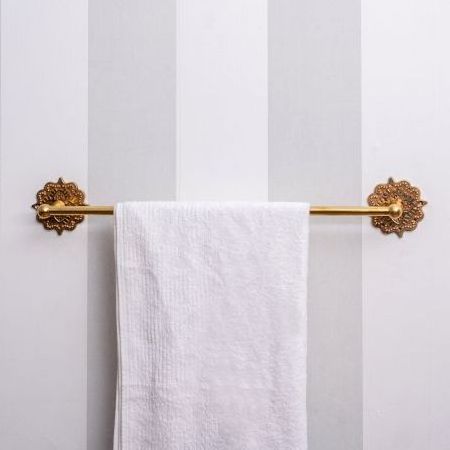 Handmade Bulk Traditional Golden Brass Towel Rail Bathroom Single Luxurious Towel Bar for Bathroom  BWH-05/57001