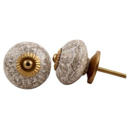 Ceramic Single Hole Knobs Cream Wardrobe Pulls Wheel Crackle Kitchen Cabinet Door Handles Mid Century Drawer 3.81 cm CRACK-157