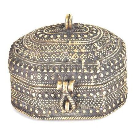 Handmade Traditional Antique Colored Tribal Brass Dhokra Jewelry Or Trinket Box Jewelry Packaging Box Wholesale