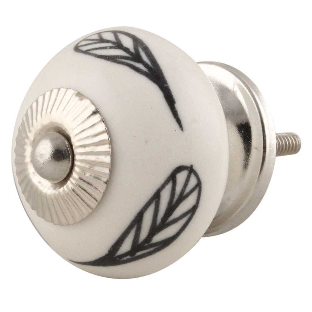 Wholesale Ceramic Furniture Knobs White Drawer Pulls and Knobs Floral Drawer Dresser Wardrobe Handles 3.80 cm CK-1648