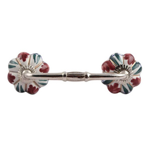 Handmade Premium Quality Red Ceramic Cabinet Handle Pull in Brass Silver Bronze Hardware Fitting Vintage drawer handles Online