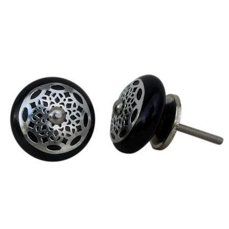 Wholesale Ceramic Door Knobs Black Kids Room Pulls Strewn Flat Bathroom Cabinets Handles and Pulls 3.81 cm CK-909