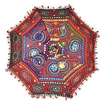 Indian Umbrellas Parasol Decorative Sun Wholesale Umbrella Wedding Parasols Decor Embroidered Umbrellas