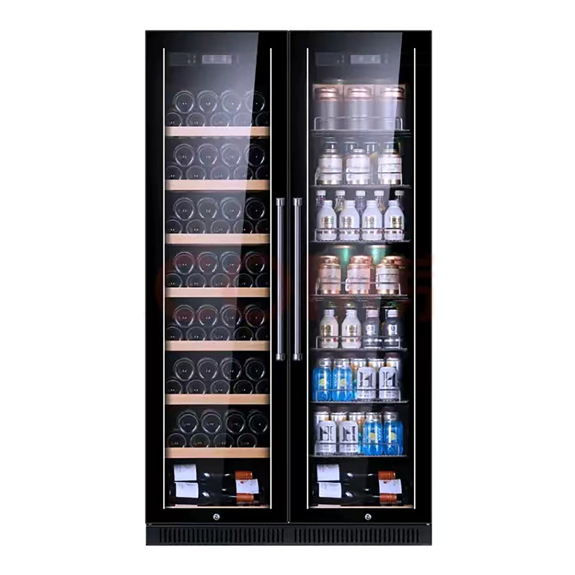 Thermostatic Wine Cabinet Double door Wine Display Cabinet Office Beverage Refrigerated Wine Cooler Cabinet With Lock