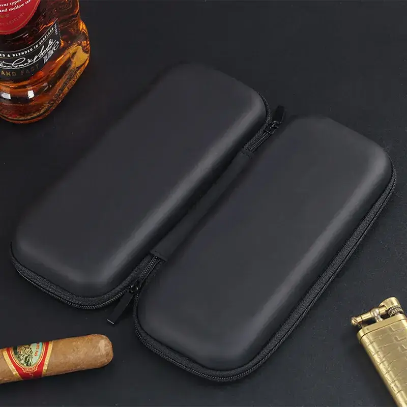 Leather Cigar Case Carrying Bag 6 Tube Zipper Cigar Storage Box Outdoor Portable Travel Men's Cigar Carrying Bag