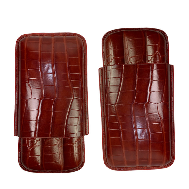 Wholesale Spot Leather Cigar Case Portable Pouch Leather Cigars Holster Clippers Lighters & Smoking Accessories