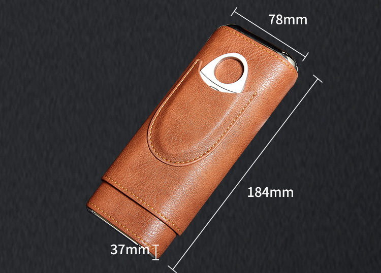 Portable Holster Hold 3 PCS Pack with Clipper Cigarette Cigar Case Moisturizing Tube with Cedar Wood Lined Travel Accessories