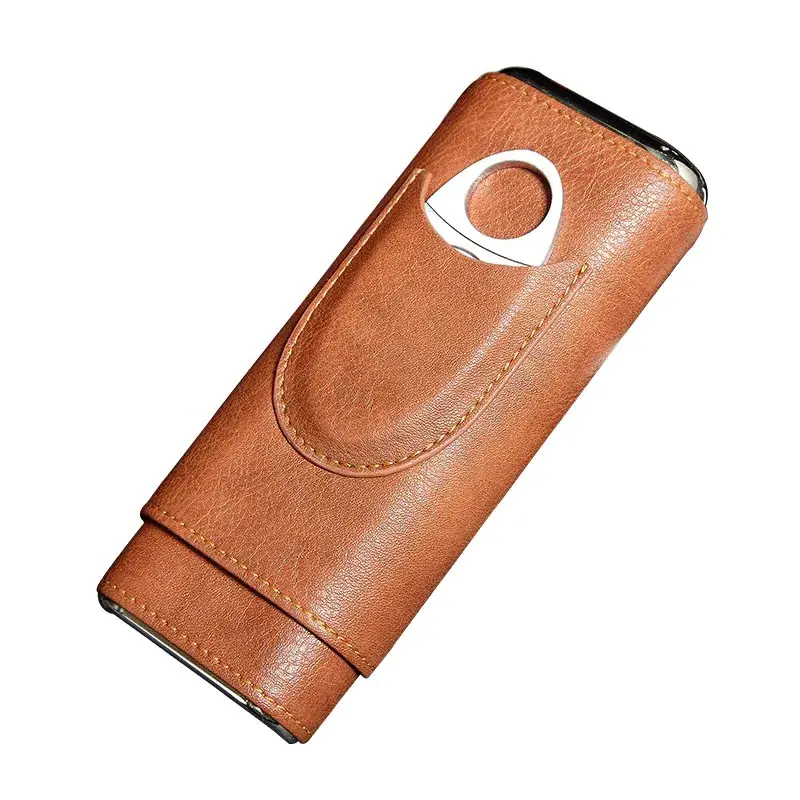 Portable Holster Hold 3 PCS Pack with Clipper Cigarette Cigar Case Moisturizing Tube with Cedar Wood Lined Travel Accessories