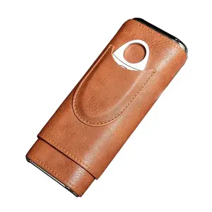 Portable Holster Hold 3 PCS Pack with Clipper Cigarette Cigar Case Moisturizing Tube with Cedar Wood Lined Travel Accessories