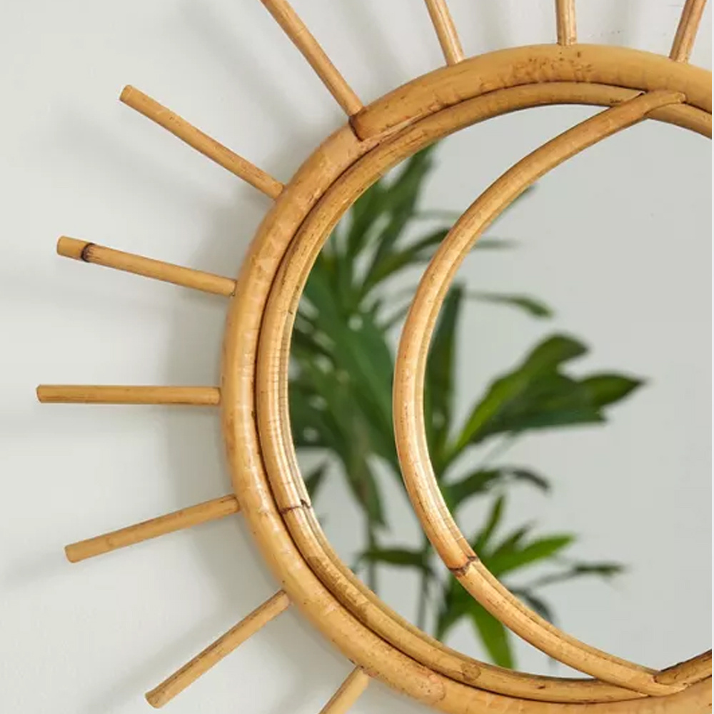 Lovely Mini Sun Rattan Wall Mirror Home Decoration in Boho style wholesale