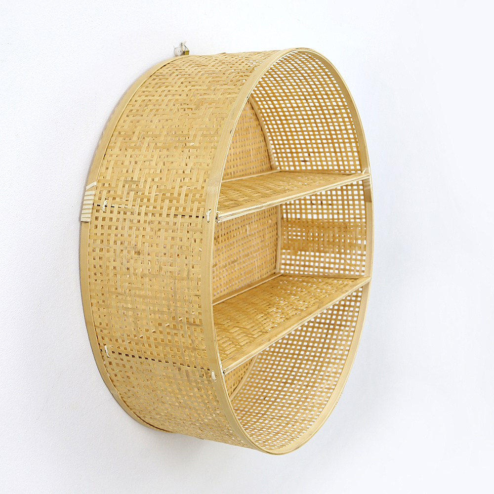 Perfect Circular Bamboo Wall Shelf Rack, Hanging Wall Shelf in Vietnam Rack Storage Shelves Circle Wholesale