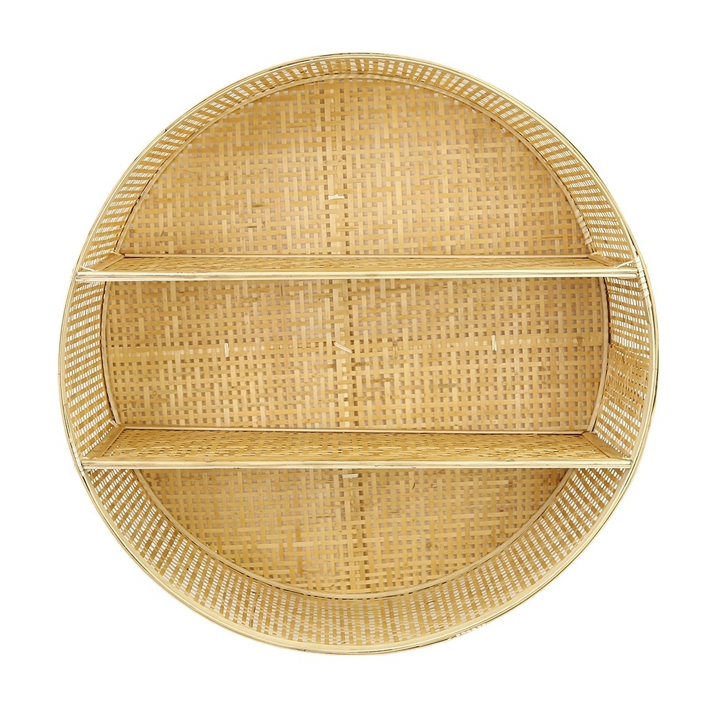 Perfect Circular Bamboo Wall Shelf Rack, Hanging Wall Shelf in Vietnam Rack Storage Shelves Circle Wholesale