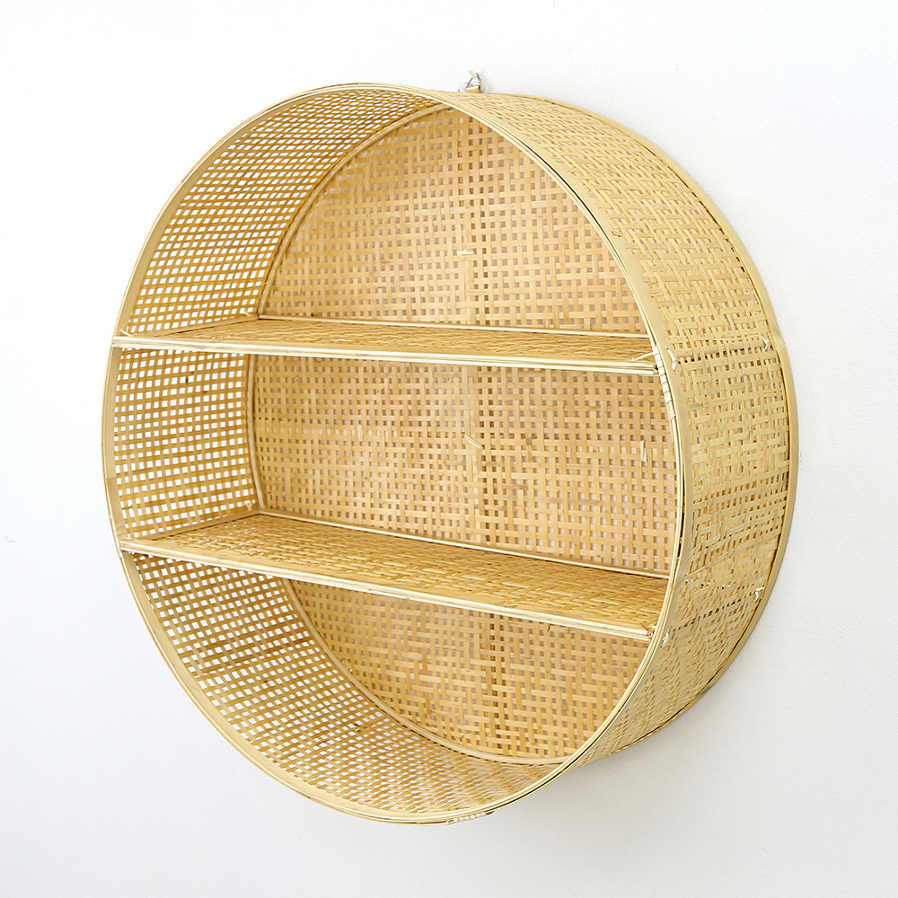 Perfect Circular Bamboo Wall Shelf Rack, Hanging Wall Shelf in Vietnam Rack Storage Shelves Circle Wholesale