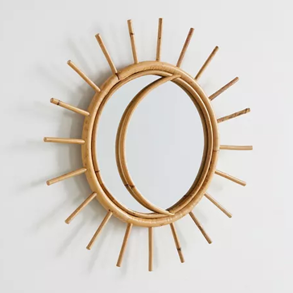 Lovely Mini Sun Rattan Wall Mirror Home Decoration in Boho style wholesale