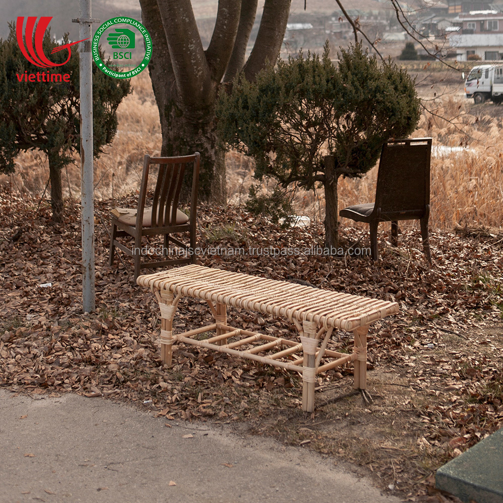 Antique Rattan bench in natural wholesale