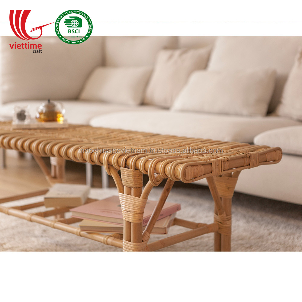 Antique Rattan bench in natural wholesale