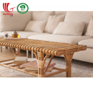 Antique Rattan bench in natural wholesale