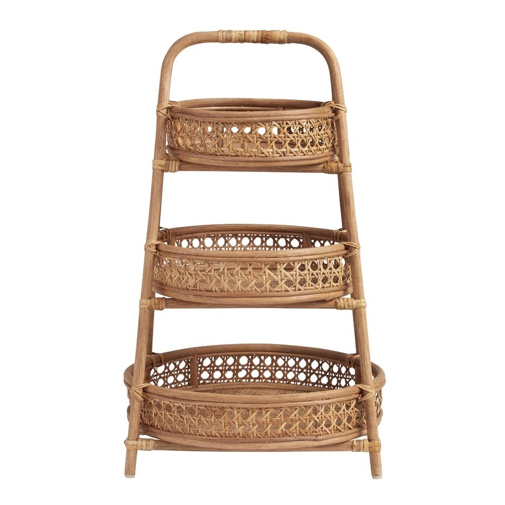 Round Rattan 3 Tier Standing Shelf Storage Tower Shelf Rack Shelving Racking For Home Decoration Made in Vietnam