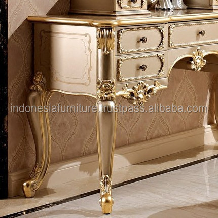 European Dresser Small apartment Solid carved Dressing table Princess Dresser Makeup mirror Makeup stool Set Dresser